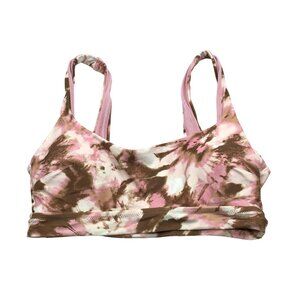 Aerie Swim Womens Tie-Dye Bikini Top Removable Cups Scoop Pink Brown M